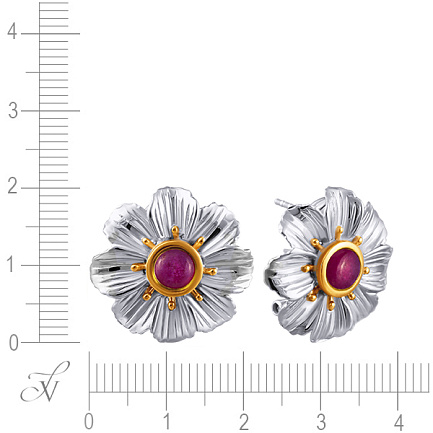 Серьги из серебра с рубинами