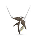 Колье из белого золота с бриллиантом, сапфирами