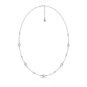 Колье из белого золота с бриллиантами, жемчугом