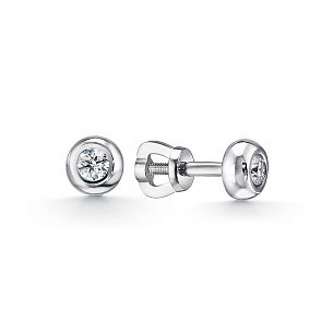 Серьги из белого золота с бриллиантом