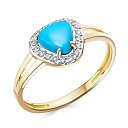 Кольцо из желтого золота с бриллиантами, бирюзой
