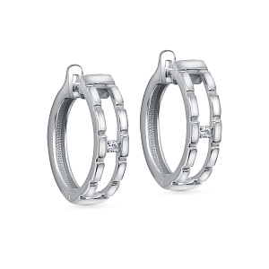 Серьги с английским замком из серебра с бриллиантами