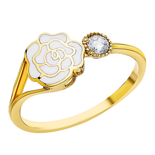 Кольцо из желтого золота с эмалью