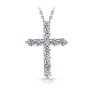 Колье из белого золота с бриллиантом, плетение якорное