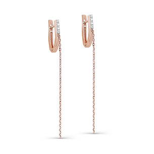 Серьги с английским замком из красного золота с бриллиантом