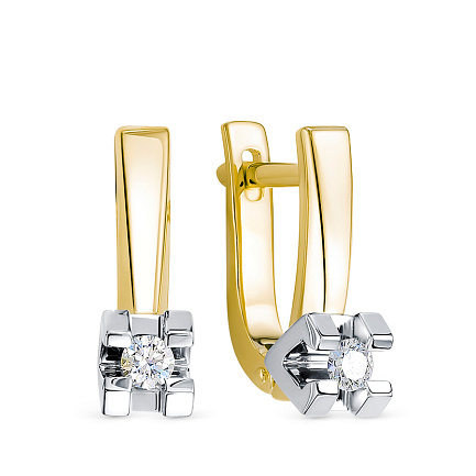 Серьги из желтого золота с бриллиантами