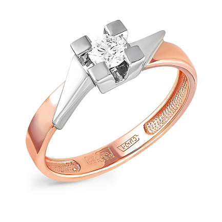 Кольцо из красного золота с бриллиантом