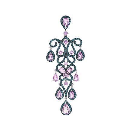 Подвеска из белого золота с аметистами