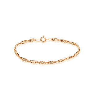 Браслет пустотелый из красного золота, плетение двойное панцирное