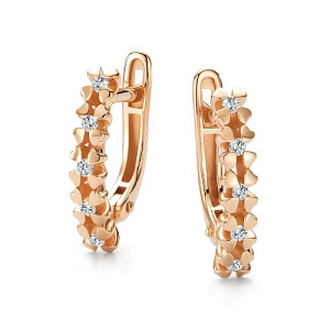 Серьги с английским замком из красного золота с бриллиантами