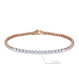 Теннисный браслет из комбинированного золота с фианитами