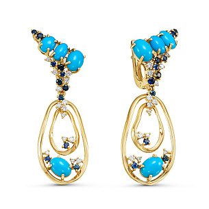 Серьги из желтого золота с бриллиантом