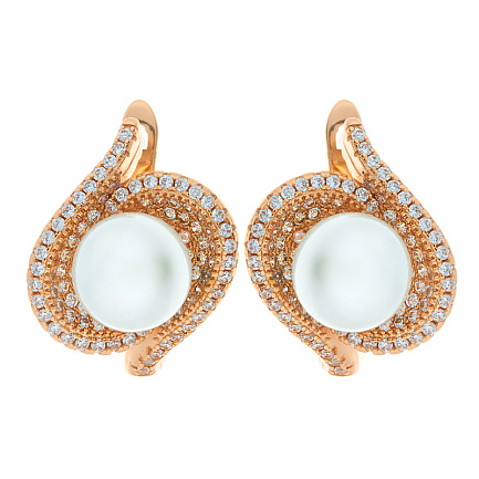 Серьги с английским замком из серебра с жемчугом