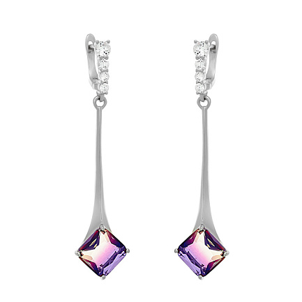 Серьги с английским замком из серебра с ситалами