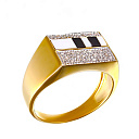Печатка из желтого золота с бриллиантами, агатом