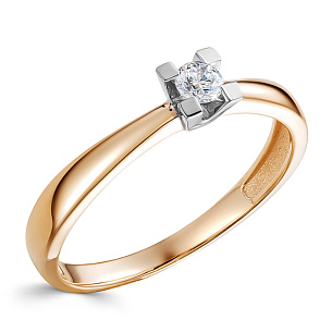 Кольцо из красного золота с бриллиантом