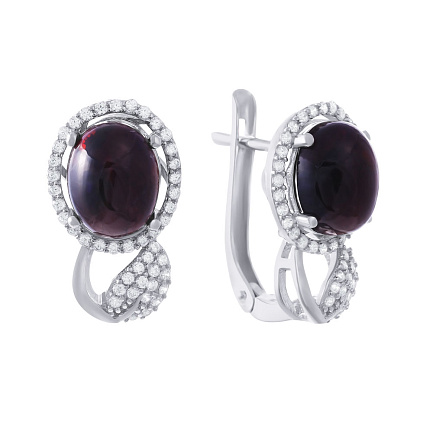 Серьги с английским замком из серебра с опалом