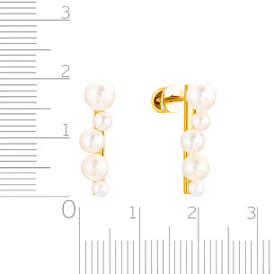 Серьги Пусеты из желтого золота с жемчугом