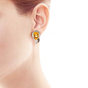 Серьги с английским замком из желтого золота с бриллиантами