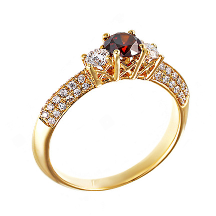 Кольцо помолвочное из желтого золота с бриллиантами