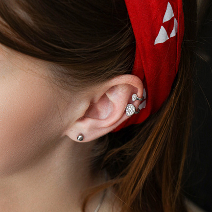 Кафф из серебра с фианитом