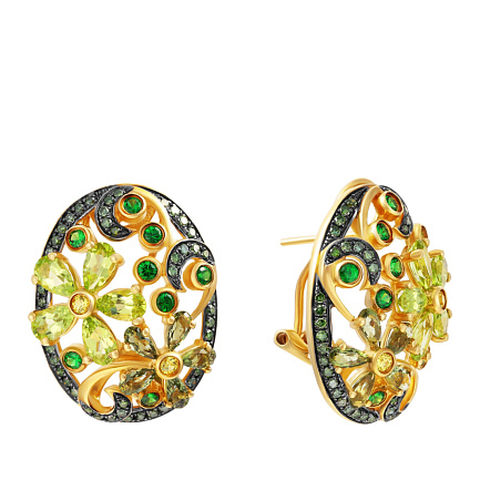 Серьги из желтого золота с сапфирами