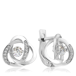 Серьги с английским замком из белого золота с бриллиантами