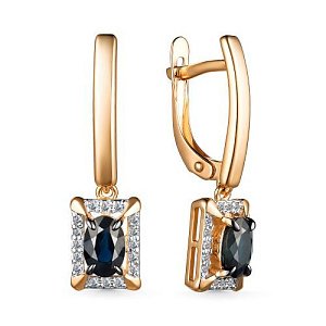 Серьги с английским замком из красного золота с бриллиантами