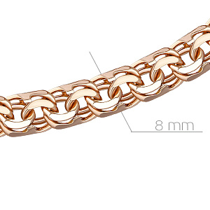 Браслет ручной работы из красного золота, плетение бисмарк