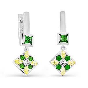 Серьги с английским замком из серебра с фианитами