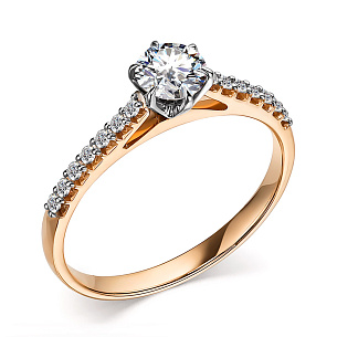 Кольцо из красного золота с бриллиантом