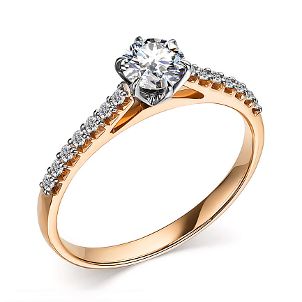 Кольцо из красного золота с бриллиантами