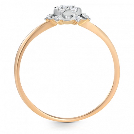 Кольцо из красного золота с фианитом