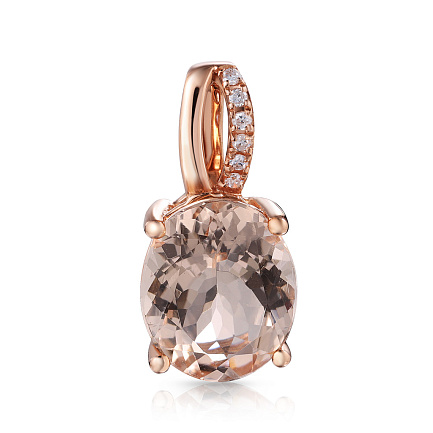 Подвеска из красного золота с бриллиантами, морганитом