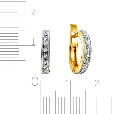 Серьги с английским замком из желтого золота с бриллиантами