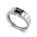 Кольцо из белого золота с бриллиантами, сапфиром
