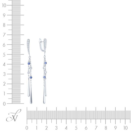 Серьги с английским замком из белого золота с бриллиантами