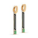 Серьги с английским замком из красного золота с изумрудами