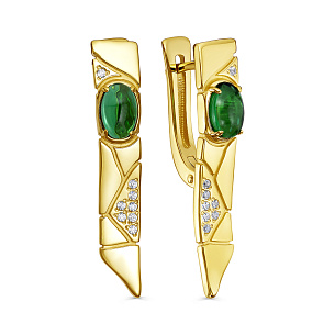 Серьги с английским замком из серебра с фианитом