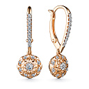 Серьги с английским замком из красного золота с бриллиантами