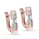 Серьги с английским замком из красного золота с бриллиантами