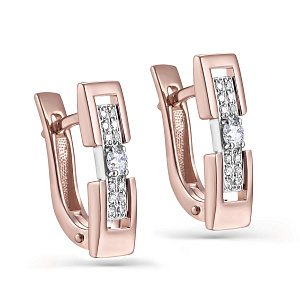 Серьги с английским замком из красного золота с бриллиантами