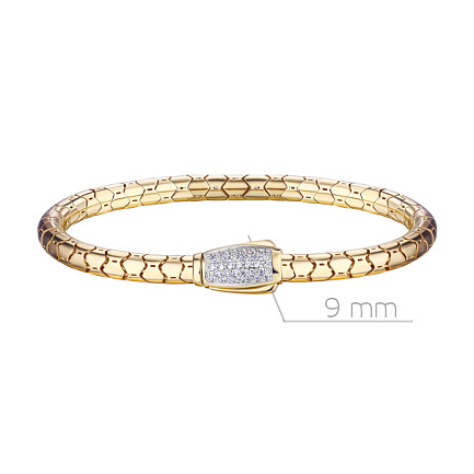 Браслет декоративный из желтого золота с фианитом