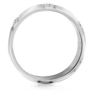 Кольцо обручальное из белого золота с бриллиантами