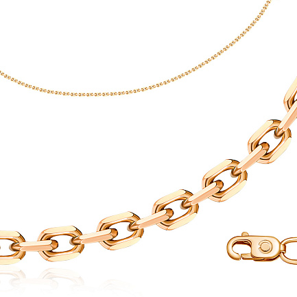 Цепь автомат из красного золота, плетение якорное