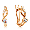 Серьги с английским замком из красного золота с фианитом