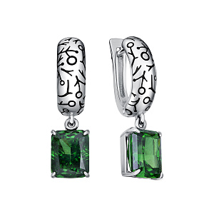 Серьги с английским замком из серебра с бриллиантами