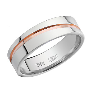 Кольцо обручальное из белого золота