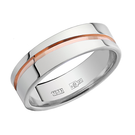 Кольцо обручальное из белого золота