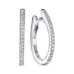 Серьги с английским замком из серебра с фианитами